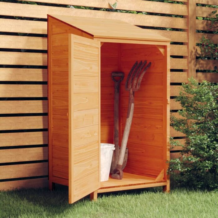 Remise de jardin Marron 55x52x112 cm Bois de sapin solide – Image 1