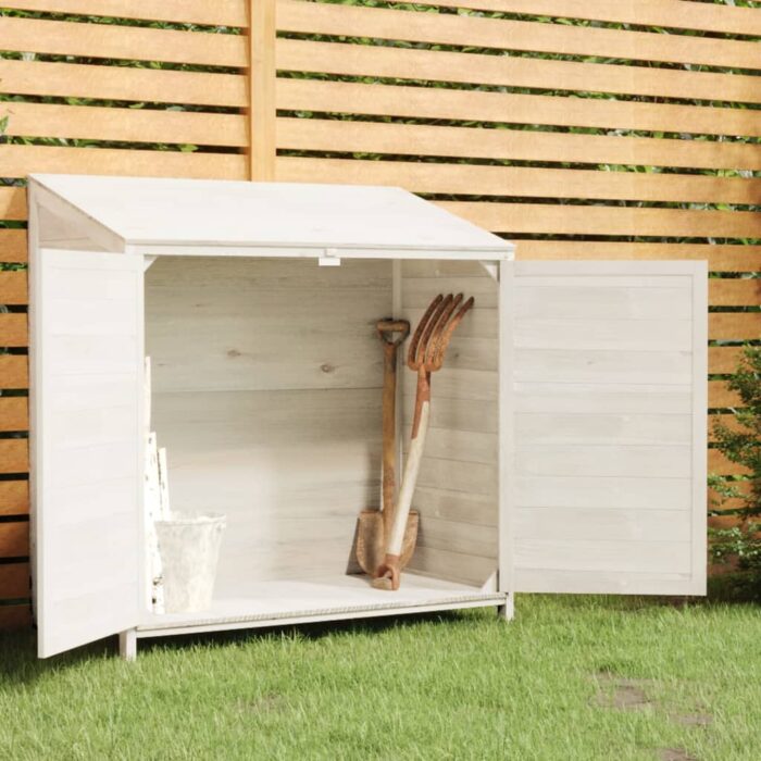 Remise de jardin Blanc 102x52x112 cm Bois de sapin solide – Image 1