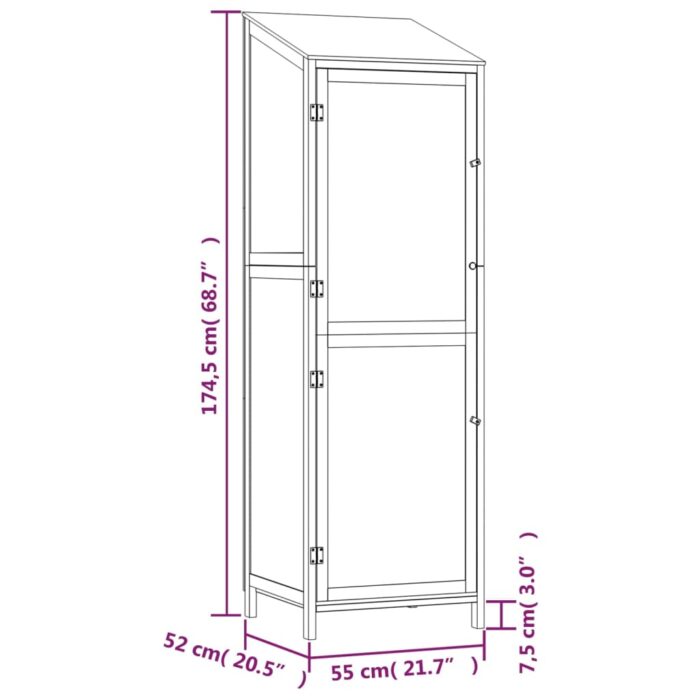 Remise de jardin Anthracite 55x52x174,5 cm Bois de sapin solide – Image 6