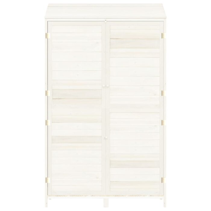 Remise de jardin Blanc 102x52x174,5 cm Bois de sapin solide – Image 2