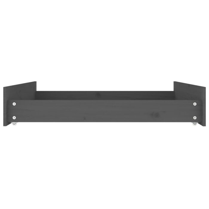 Tiroirs de lit 2 pcs Gris Bois de pin massif – Image 3