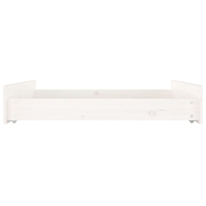 Tiroirs de lit 2 pcs blanc Bois de pin massif – Image 3