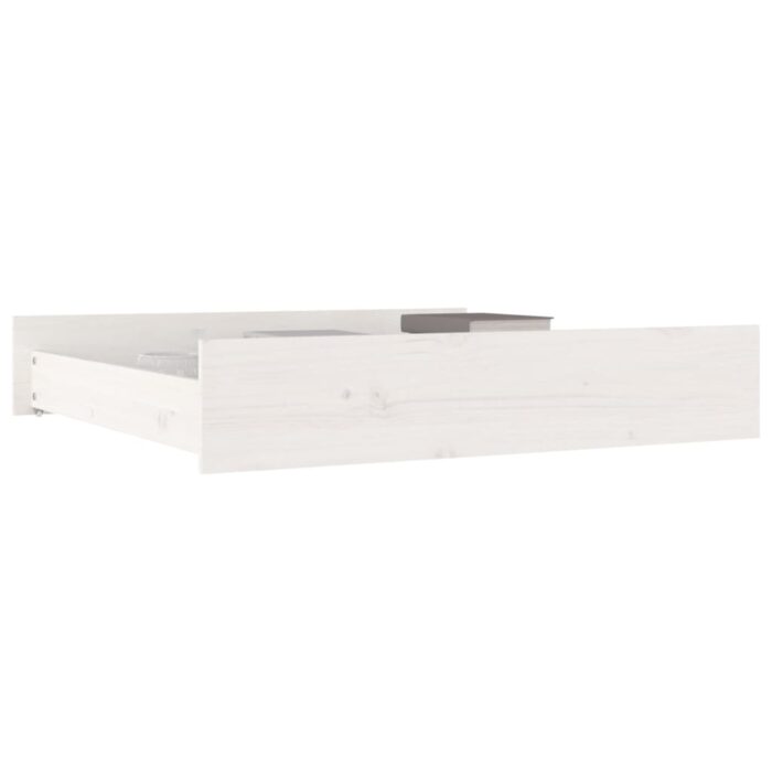 Tiroirs de lit 2 pcs blanc Bois de pin massif – Image 4