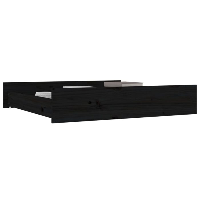 Tiroirs de lit 2 pcs Noir Bois de pin massif – Image 4