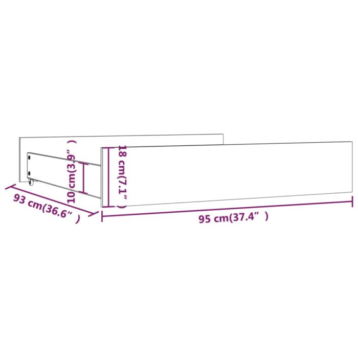 Tiroirs de lit 2 pcs Noir Bois de pin massif – Image 6