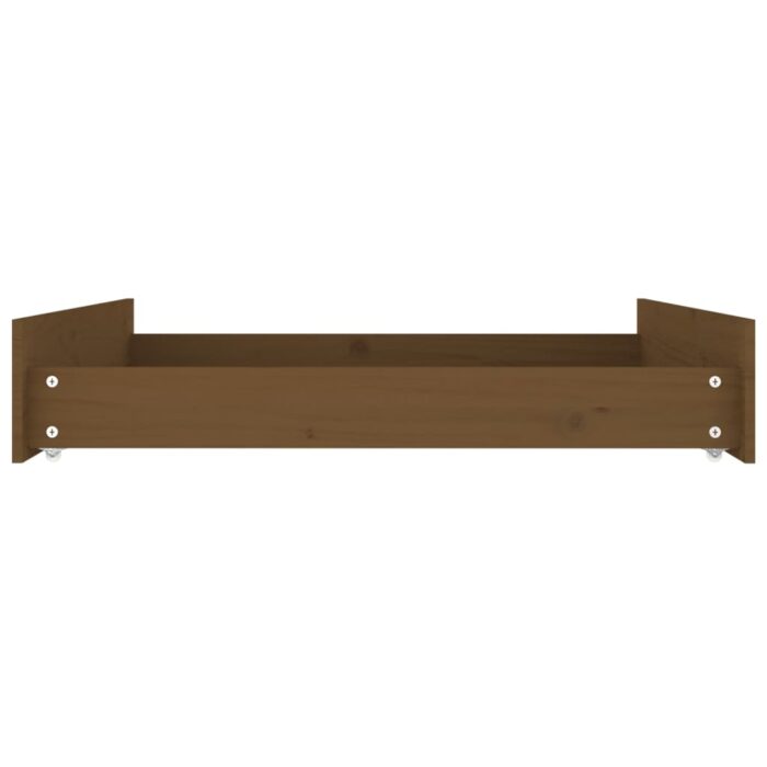 Tiroirs de lit 2 pcs Marron miel Bois de pin massif – Image 3