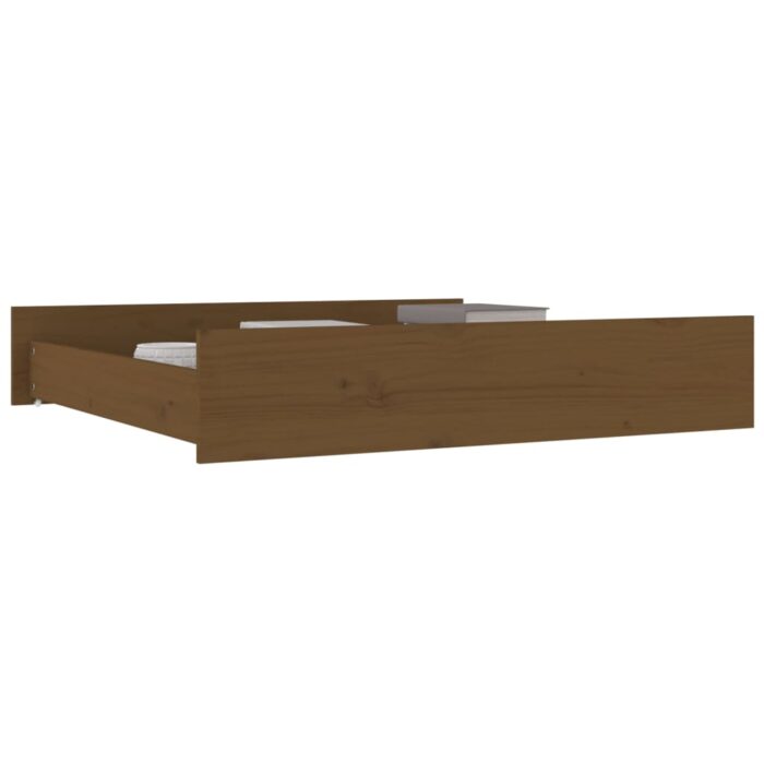 Tiroirs de lit 2 pcs Marron miel Bois de pin massif – Image 4
