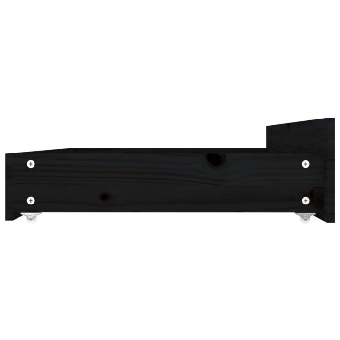 Tiroirs de lit 4 pcs Noir Bois de pin massif – Image 3