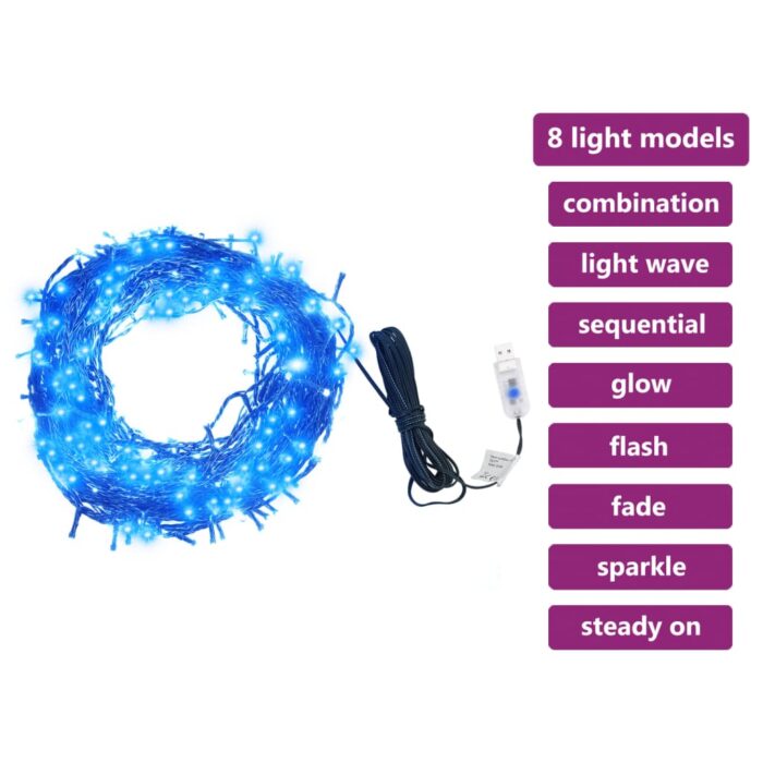 Guirlande LED avec 150 LED Bleu 15 m PVC – Image 3