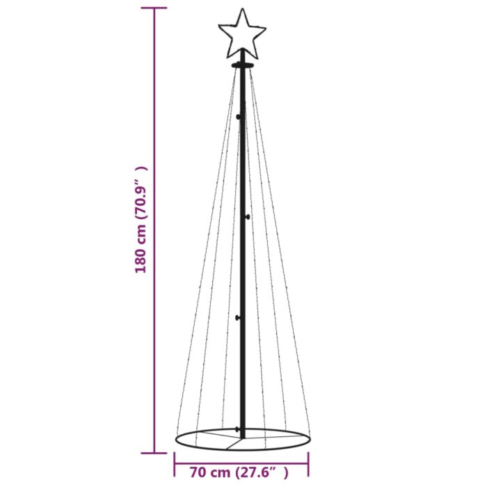 Arbre de Noël cône 108 LED Colorées 70x180 cm – Image 8