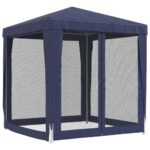 Tente de fête avec 4 parois latérales en maille Bleu 2x2 m PEHD – Image 3