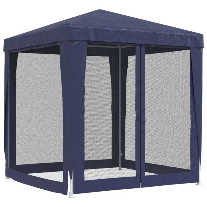 Tente de fête avec 4 parois latérales en maille Bleu 2x2 m PEHD – Image 3