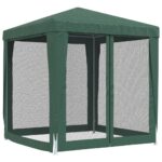 Tente de fête avec 4 parois latérales en maille Vert 2x2 m PEHD – Image 3