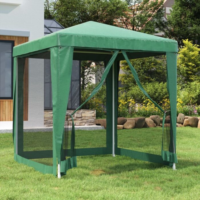 Tente de fête avec 4 parois latérales en maille Vert 2x2 m PEHD – Image 1