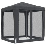 Tente de fête avec 4 parois latérales en maille Anthracite 2x2m – Image 3