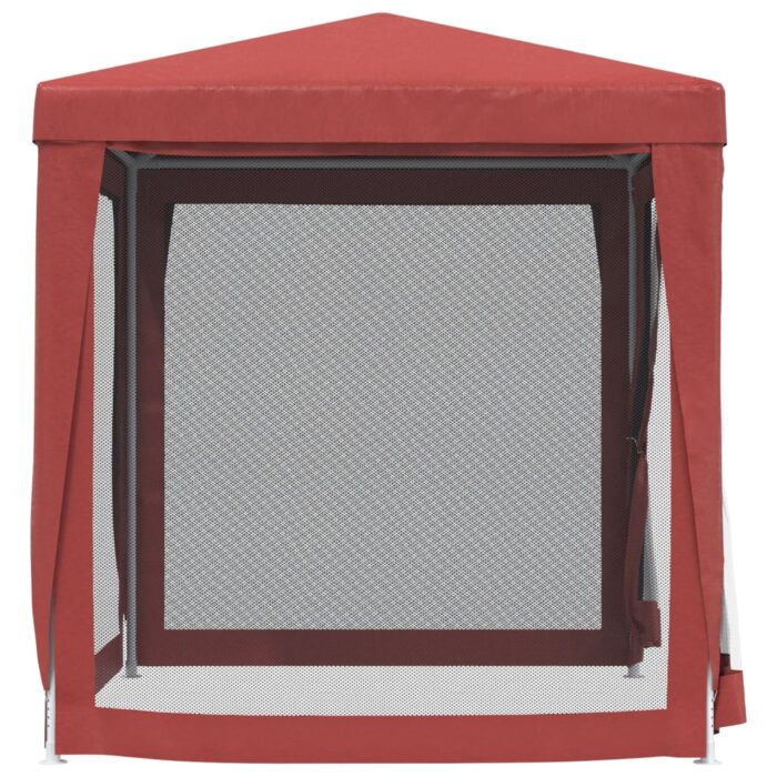 Tente de fête avec 4 parois latérales en maille Rouge 2x2m PEHD – Image 2