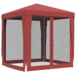Tente de fête avec 4 parois latérales en maille Rouge 2x2m PEHD – Image 3