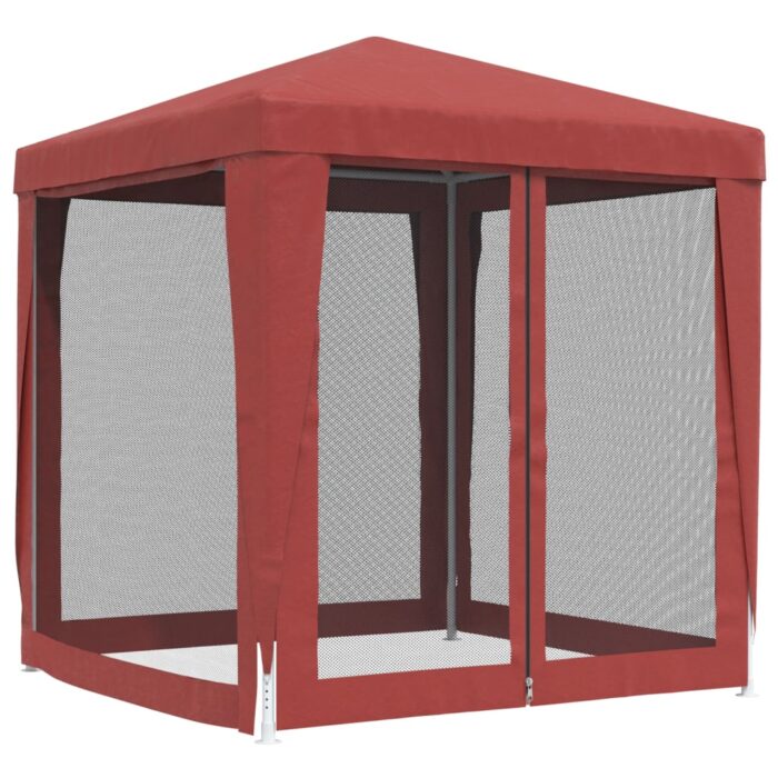 Tente de fête avec 4 parois latérales en maille Rouge 2x2m PEHD – Image 3