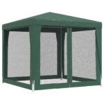 Tente de fête avec 4 parois latérales en maille Vert 2.5x2.5 m – Image 3