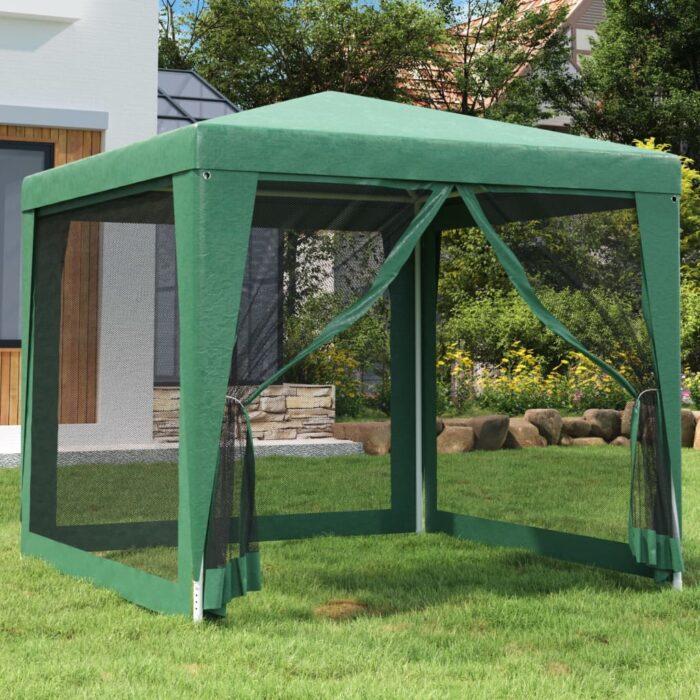 Tente de fête avec 4 parois latérales en maille Vert 2.5x2.5 m – Image 1