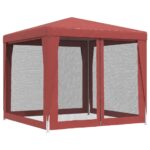 Tente de fête avec 4 parois latérales en maille Rouge 2.5x2.5 m – Image 3