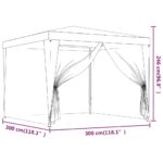 Tente de fête avec 4 parois latérales en maille Bleu 3x3 m PEHD – Image 5