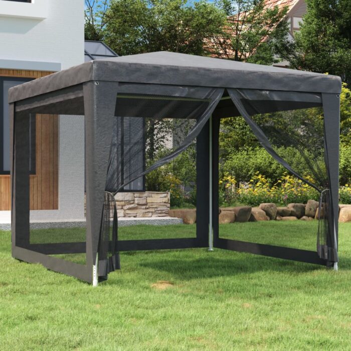Tente de fête avec 4 parois latérales en maille Anthracite 3x3m – Image 1