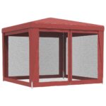 Tente de fête avec 4 parois latérales en maille Rouge 3x3m PEHD – Image 3