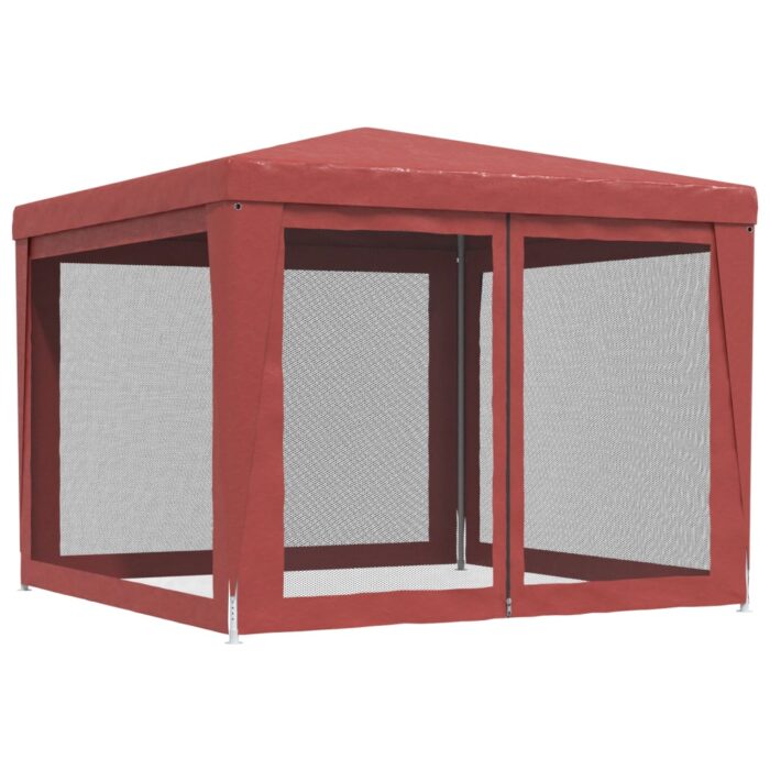 Tente de fête avec 4 parois latérales en maille Rouge 3x3m PEHD – Image 3