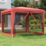 Tente de fête avec 4 parois latérales en maille Rouge 3x3m PEHD