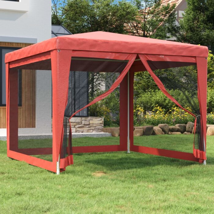 VXL8720287021858_m_en_hd_1.jpg Tente de fête avec 4 parois latérales en maille Rouge 3x3m PEHD – Image 1