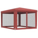 Tente de fête avec 4 parois latérales en maille Rouge 3x4m PEHD – Image 3