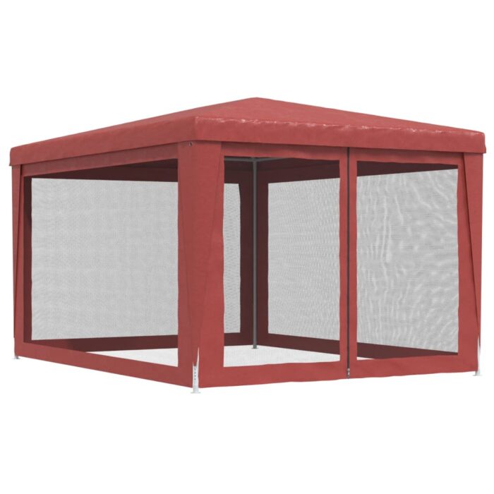 Tente de fête avec 4 parois latérales en maille Rouge 3x4m PEHD – Image 3