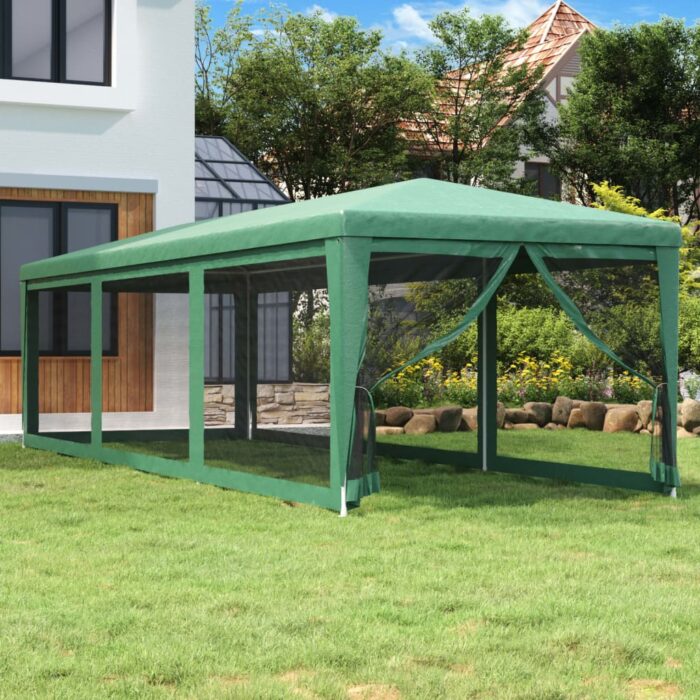 Tente de fête avec 8 parois latérales en maille Vert 3x9 m PEHD – Image 1