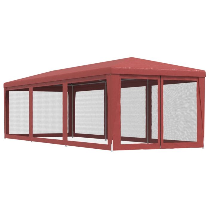 Tente de fête avec 8 parois latérales en maille Rouge 3x9m PEHD – Image 3