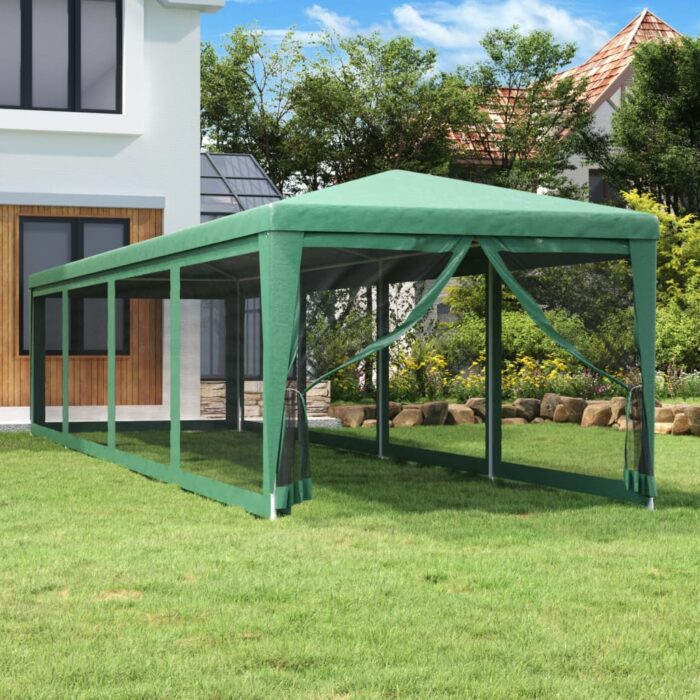 Tente de fête et 10 parois latérales en maille Vert 3x12 m PEHD – Image 1