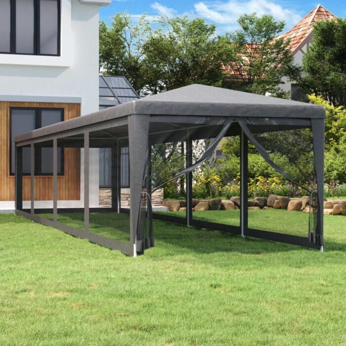 Tente de fête et 10 parois latérales en maille Anthracite 3x12m – Image 1