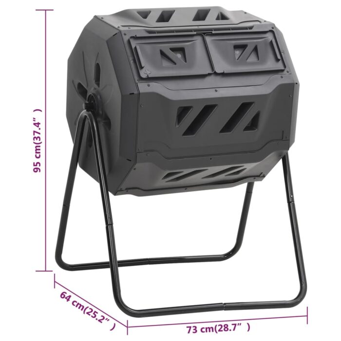 Bac à compost de jardin Noir 73x64x95 cm 160 L – Image 6