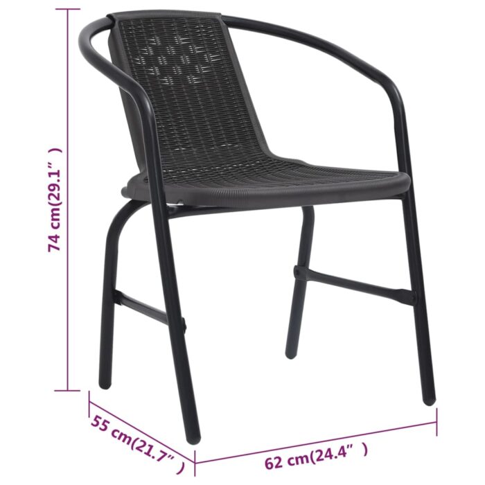 Chaises de jardin lot de 8 Rotin plastique et acier 110 kg – Image 7