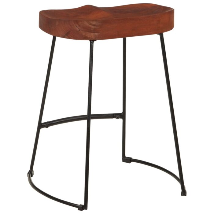 Tabourets de bar Gavin lot de 2 45x38x53cm bois massif manguier – Image 4