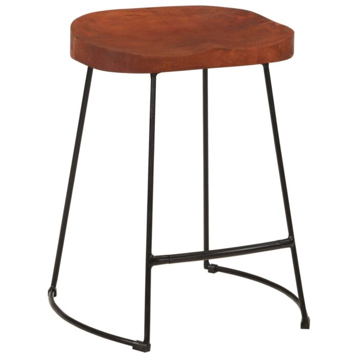 Tabourets de bar Gavin lot de 2 45x38x53cm bois massif manguier – Image 8