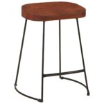Tabourets de bar Gavin lot de 2 45x38x53cm bois massif manguier – Image 9