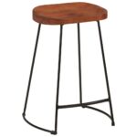 Tabourets de bar Gavin lot de 2 45x40x63cm bois massif manguier – Image 9