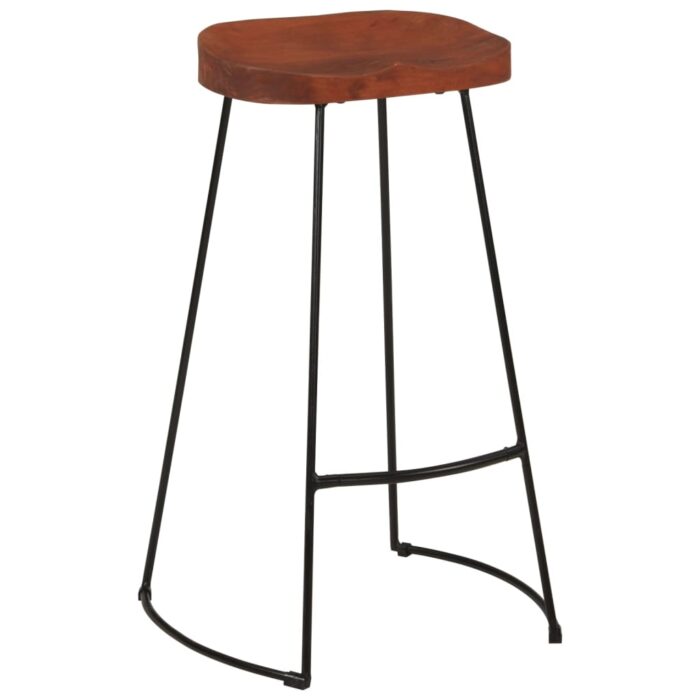 Tabourets de bar Gavin lot de 2 50x40x78cm bois massif manguier – Image 10