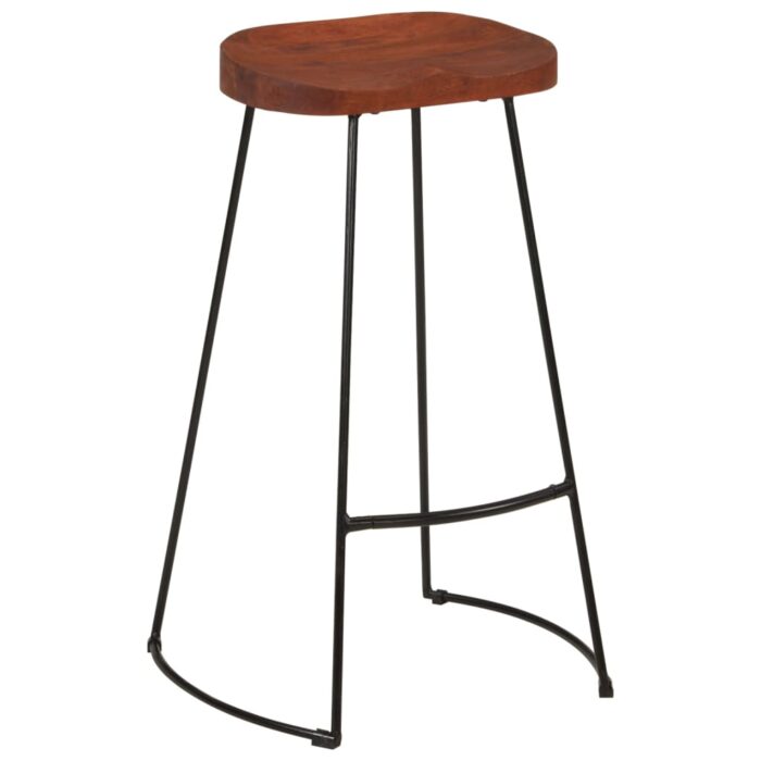 Tabourets de bar Gavin lot de 2 50x40x78cm bois massif manguier – Image 11