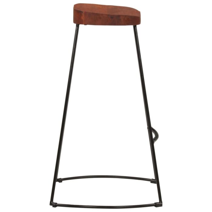 Tabourets de bar Gavin lot de 2 50x40x78cm bois massif manguier – Image 3