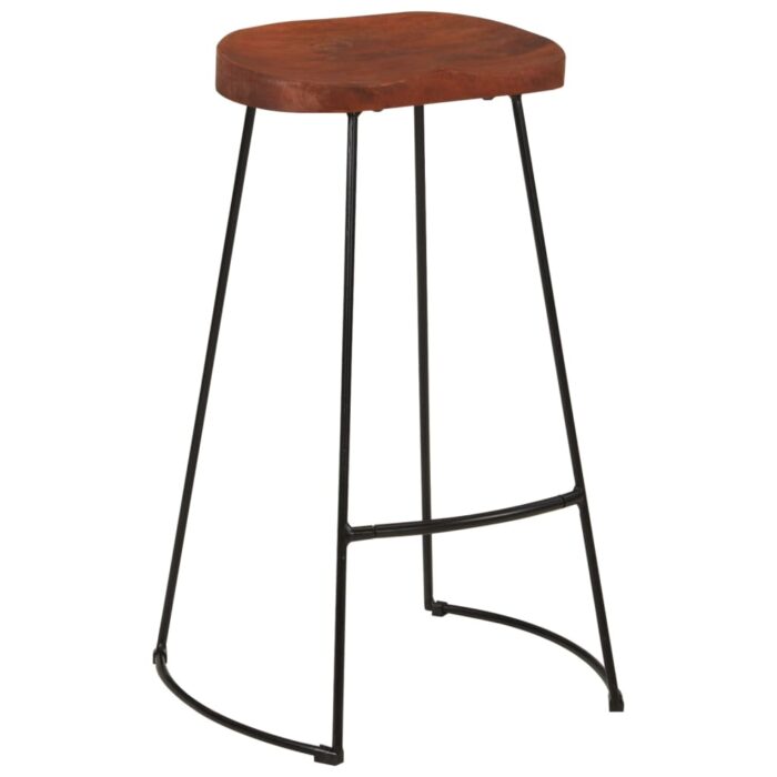 Tabourets de bar Gavin lot de 2 50x40x78cm bois massif manguier – Image 9