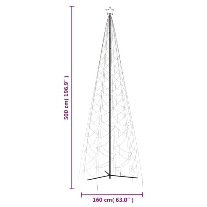 Arbre de Noël cône 1400 LED Colorées 160x500 cm – Image 7