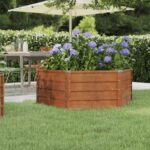 Lit surélevé de jardin rouillé 129x129x45 cm acier corten