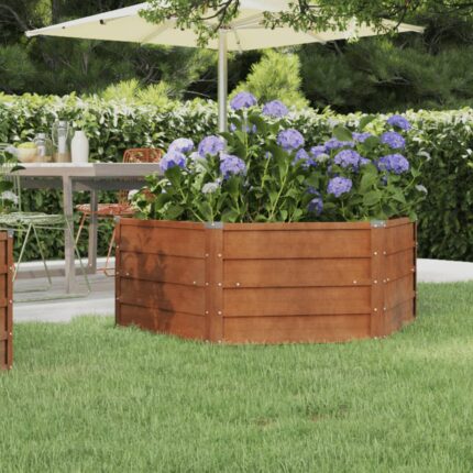 Lit surélevé de jardin rouillé 129x129x45 cm acier corten